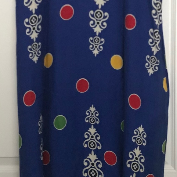 NWOT Patterned Polka Dot Dress L Sleeveless Pocket Round Collar Front Ribbon - Picture 5 of 6